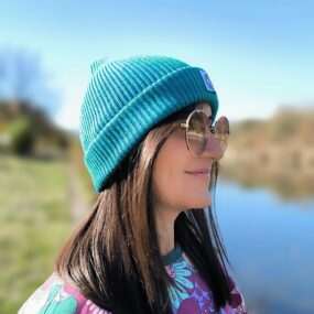 Alternative view of Beanie – Green & Blue